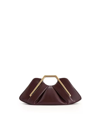 Women's PU Leather Pleated Going Out Clutch Bag Top Handle Evening Bag Party Wedding Bridesmaid Geometric Metal Handle Handbag