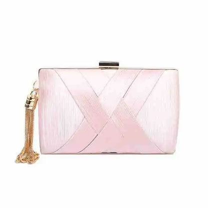 Silky Satin Tassel Banquet Bag, Women Elegant Chain Evening Clutch, Cheongsam Fashion Handbag