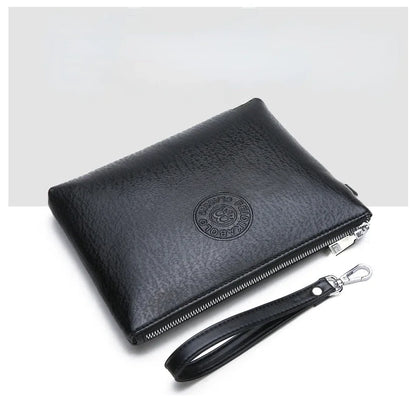 Nouvelle Pochette pour Homme Style Business Grand Portefeuille en Cuir PU Souple Homme avec Dragonne Sac Élégant Décontracté et Tendance Sac à Main Pochette Homme