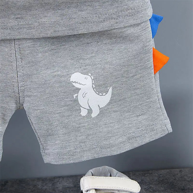 Summer Baby Boy Casual Clothes Cartoon Dinosaur T-Shirt Short Pants 2Pcs/Set Sport Kids Lapel Suits Children Fashion 0-5 Years