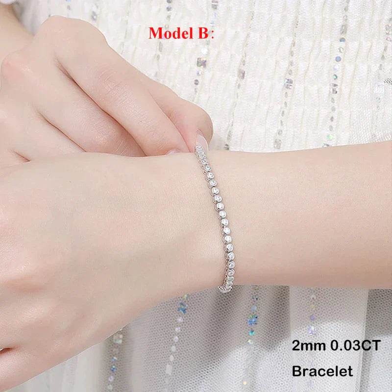 Full Asscher Cut 3x3mm 0.15CT Bezel Type Moissanite Tennis Bracelet for Women Men Party 925 Silver GRA Certified Bracelets