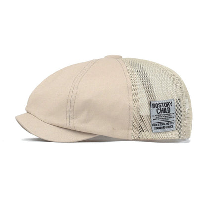 Summer Mesh Newsboy Cap Breathable Cotton Peaky Octagonal Hat Vintage Casual Cap Solid Berets Visor Gatsby Flat Ivy Hat