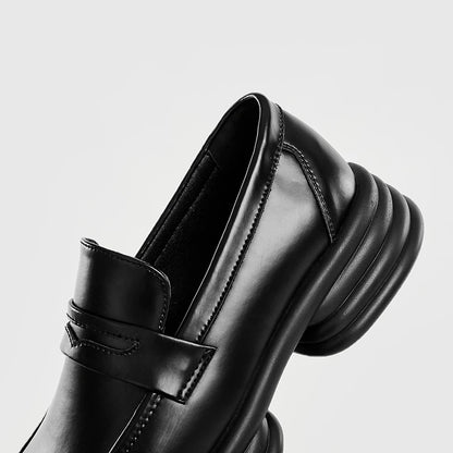 Men Zipper Patent Leather Increase Loafers Shoe Japan Korean Streetwear Fashion Thick Sole Platform Vintage Style Leather Shoes