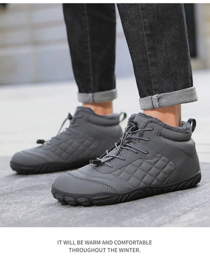 New Winter Booties Outdoor Waterproof Barefoot Boots For Men Ankle Boots Plush Warm Snow Shoes Non-slip Casual Sneakers Big Size