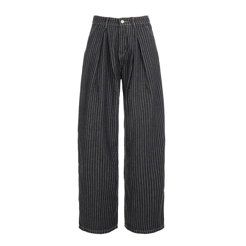 Women Striped Relaxed Fit Jeans Retro Low Rise Wide Leg Denim Pants Grunge Loose Trousers 2026 Spring Y2K Clothes 2026