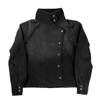 Y2k Fencing Jacket Vintage Wash Gradient Irregular Buttons Unisex Jacket Gothic Harajuku Streetwear Canvas Cotton Casual Jacket