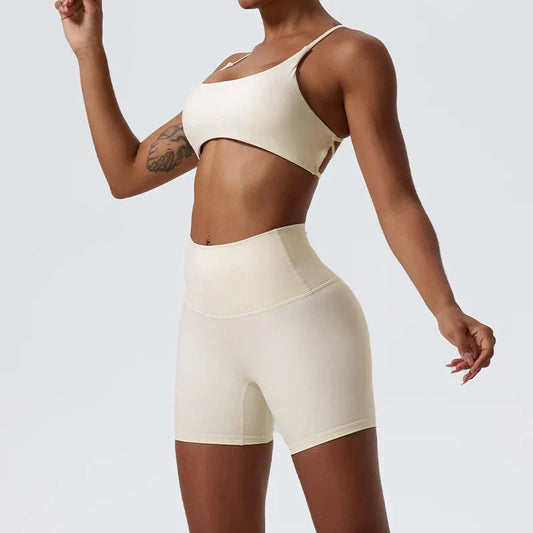 Two Pieces Yoga Set Women Gym Shorts Sports Suit Female Soften Skin-Friendly Activewear Beauty Back Women Sportswear