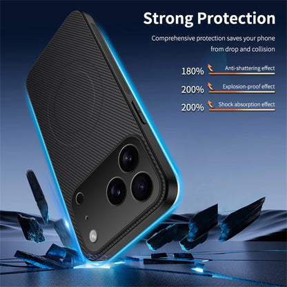 جراب جلد مغناطيسي رفيع للغاية من ألياف الكربون لهاتف iPhone 17 Air 16E 16 15 14 13 Pro Max مضاد للصدمات متوافق مع Magsafe غطاء حماية عسكري
