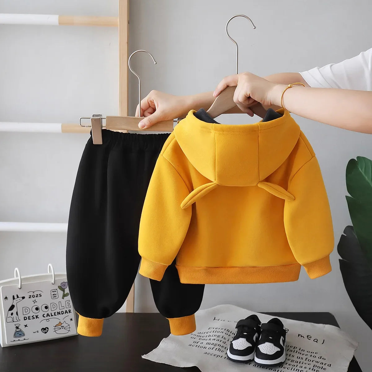 New Autumn Winter Baby Boys Clothes Suit Children Thick Warm Hoodies Pants 2Pcs/Sets Infant Girls Clothing Set Kids Tracksuits
