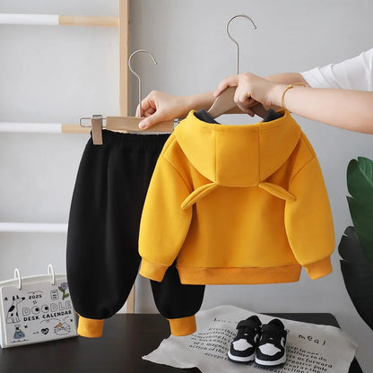 New Autumn Winter Baby Boys Clothes Suit Children Thick Warm Hoodies Pants 2Pcs/Sets Infant Girls Clothing Set Kids Tracksuits