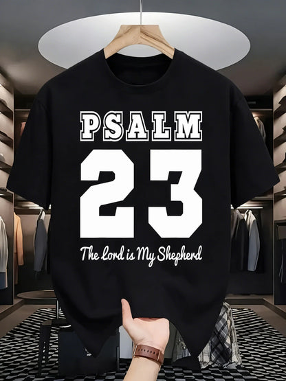 Psalm Number 23 Printing T-Shirt Men Cotton Crewneck T Shirts Summer Loose Basics Clothing Fashion Unisex Retro Short Sleeve