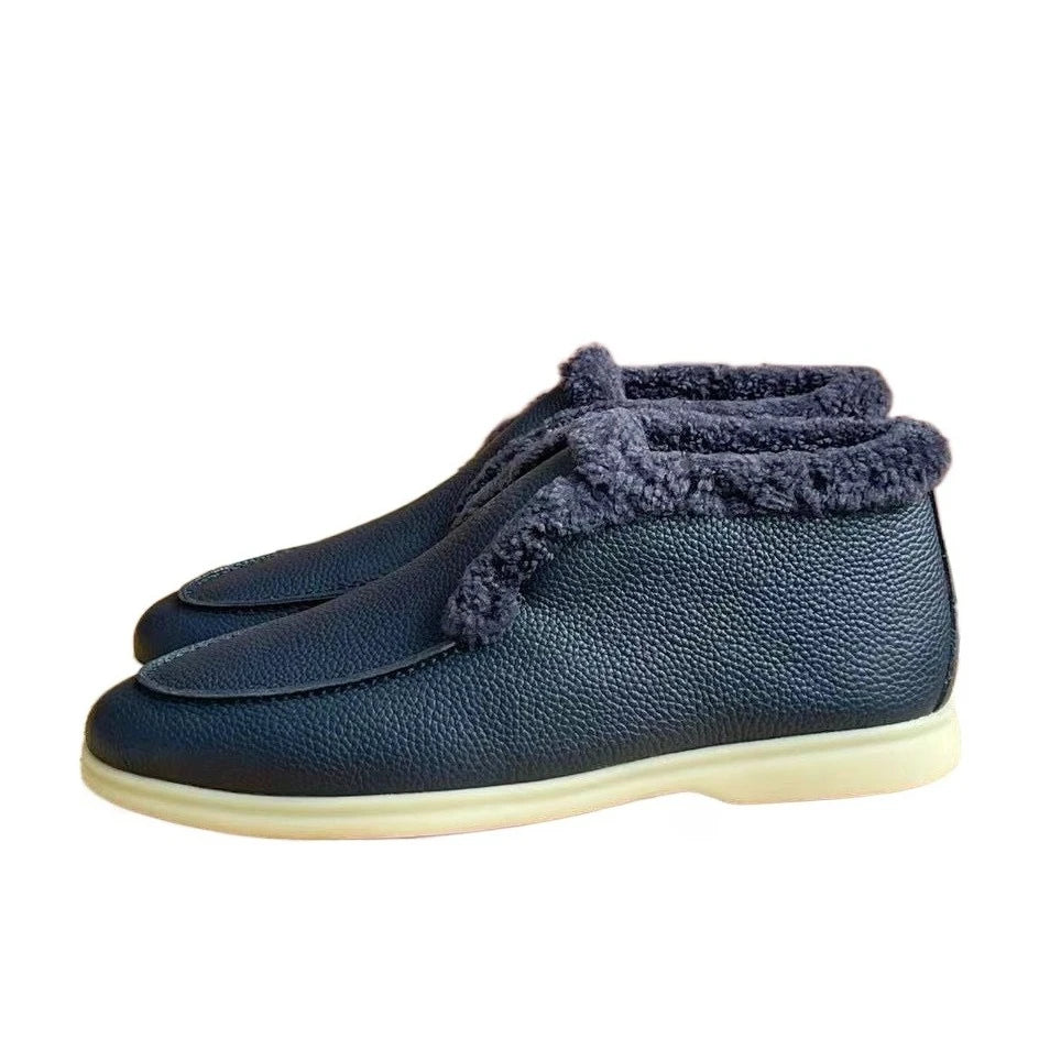 unisex Winter high top casual women's shoes  Warm cold resistant wool snow boots All cowhide men's boots Women's ankle boots
