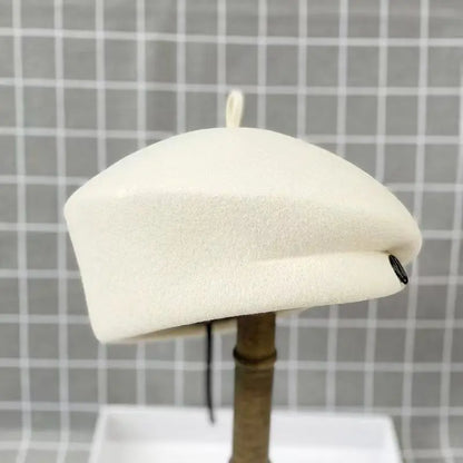 Classic Ladies Beret Hat Fancy Wool Felt Hat Warmer Winter Hat Cap White Black Women Fedora Hat Fascinator Pillbox Hat Formal