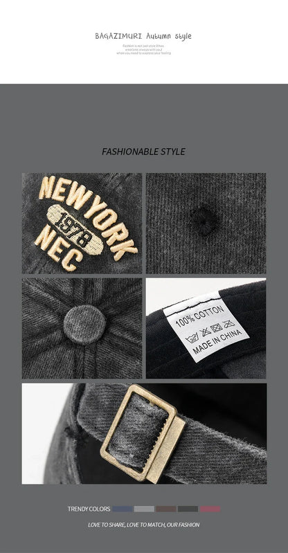 Baseball Cap Korean Washed Cotton Soft Top Hat Four Seasons Men's And Women's Embroidered American Letter Cap