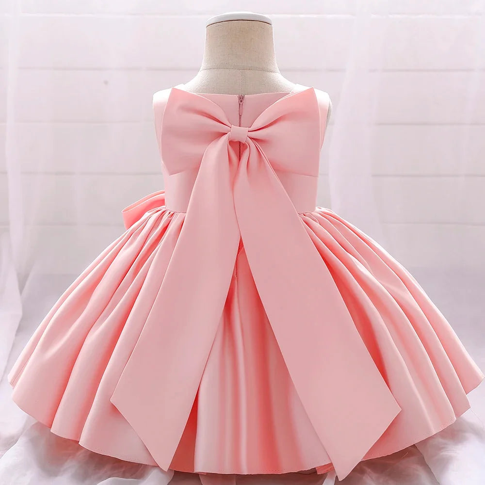 Big Bow Baby Girls Party Dress Toddler 1st Birthday Baptism Princess Kids Dresses for Girl White Wedding Prom Christmas Costumes