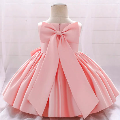 Big Bow Baby Girls Party Dress Toddler 1st Birthday Baptism Princess Kids Dresses for Girl White Wedding Prom Christmas Costumes
