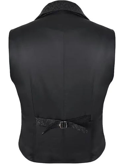 Victorian Floral Jacquard Men Suit Vest Formal Business Lapel Single Breasted Slim Fit Waistcoat Wedding Banquet Party Tops