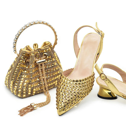 Fashion Women Shoes and Bags To Match Set Italy Party Pumps Italian Matching Shoe and Bag Set for Party Wedding Shoes Bride