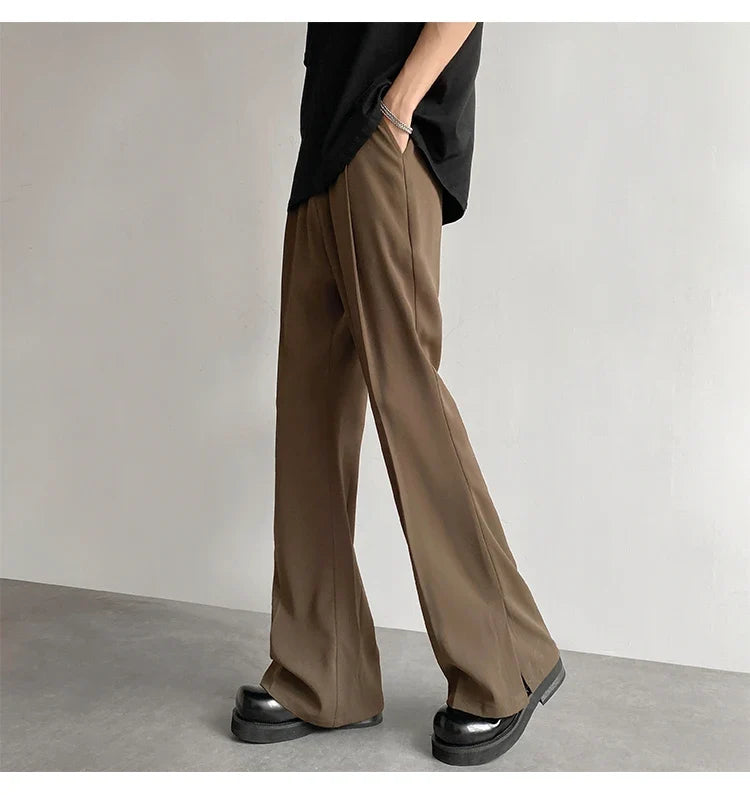 Brown Black Suit Pants Men Fashion Social Mens Dress Pants Korean Loose Casual Flared Pants Mens Office Formal Trousers M-2XL