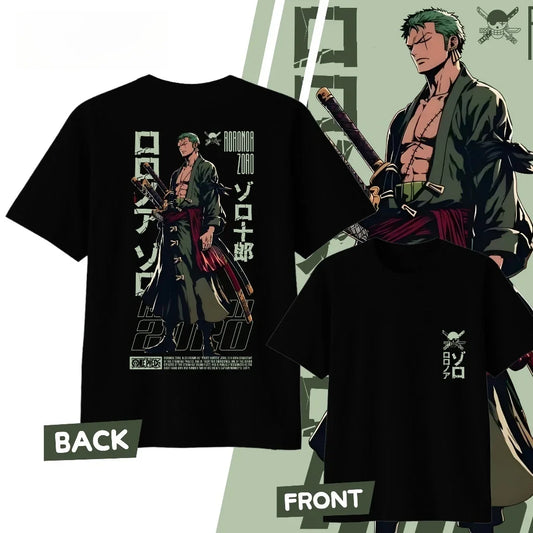 Anime One Piece Roronoa Zoro Cotton Printed T-shirt Men's and Women's T-shirt Men's Top Sports T-shirt 2026 Summer New Tee