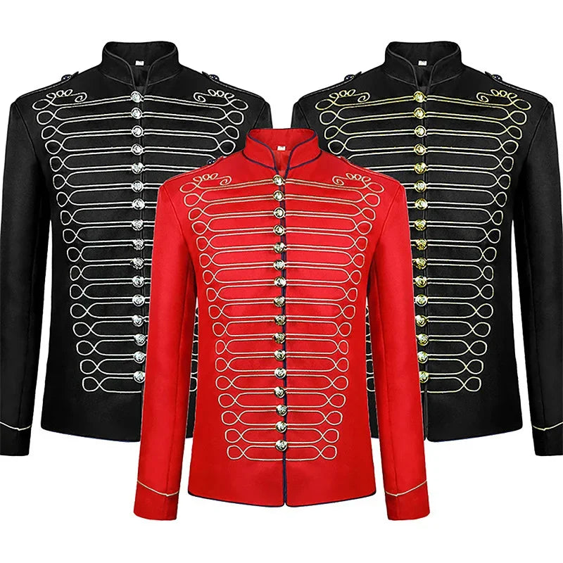 2025 New Black-gold/Silver Halloween Blazer Jacket for Men and Women,medieval Court Dress, Vintage Gothic Steam Drummer Costume