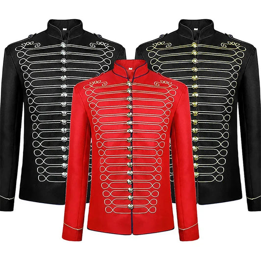 2025 New Black-gold/Silver Halloween Blazer Jacket for Men and Women,medieval Court Dress, Vintage Gothic Steam Drummer Costume