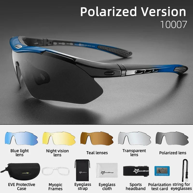 Polarized Cycling Glasses Men Sports Sunglasses Road MTB Mountain Bike Bicycle Riding Protection Goggles Eyewear 5 Lens