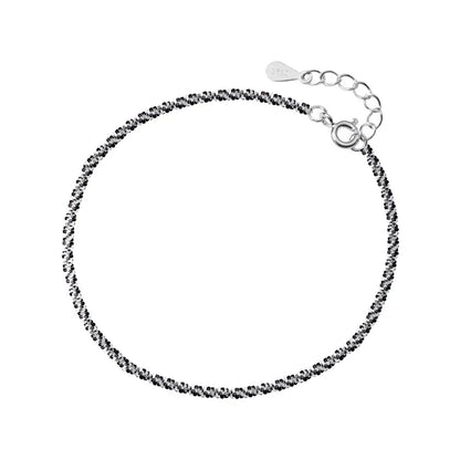 Fashion 925 Sterling Silver Simple White Black Color Gypsophila Link Chain Bracelet for Women Men Fine Jewelry Bijoux