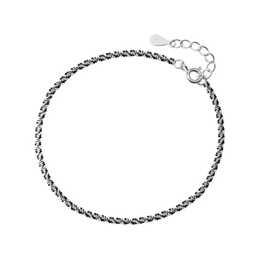Mode Argent Sterling 925 Simple Blanc Noir Couleur Gypsophila Maillon Chaîne Bracelet pour Femmes Hommes Bijoux Fins