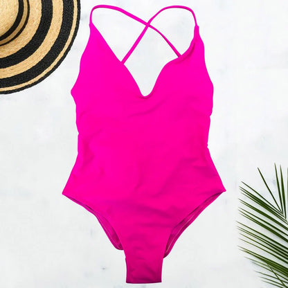 Solid One Piece Swimsuit Women Swimwear 2025 New Bikini Sexy Bodysuit Plus Size Bathing Suit Swimming Suit Maillot De Bain Femme