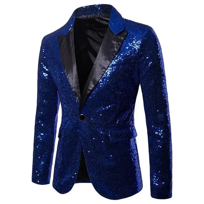 Men's Performance Jacket Gold Sequins Boutique High-end Men's Suits Blazer Korean Nightclub Wedding Host Suits Jacket Male