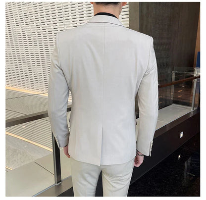 2025 Slim Fit Three-Piece Business Suit Set High-End Korean Style Wedding Groom Party Dress Suit Vest Trousers M-4XL
