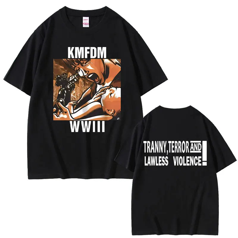 Rock Band Kmfdm Tour 97 Graphic Print T-shirt Summer Men Women Vintage Gothic Punk  Streetwear Male Casual Pure Cotton T Shirts