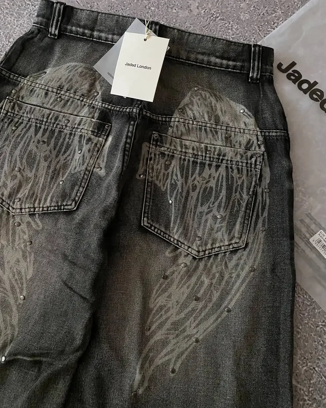 Cowboy shorts with rivet design and street wing pattern fashionable high waisted wide leg pants for Y2K knee length pants