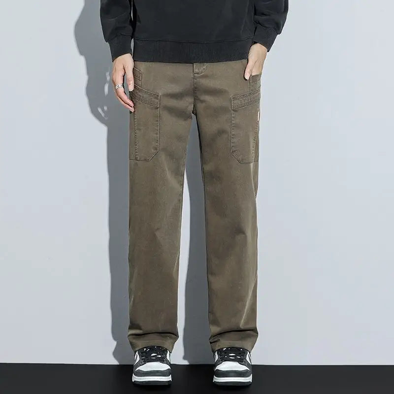 Men's Loose Straight Casual Work Pants 2025 Trendy Multi-Pocket Autumn Winter Workwear YM6106