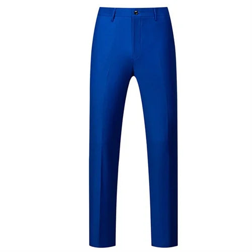 New Men Solid Colour Formal Suit Pants Black / Red / Royal Blue Homme Wedding Office Social Slim Fit Trousers
