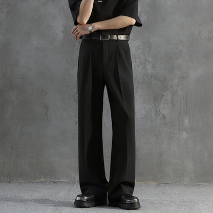 White Luxury Draped Suit Pants Men Fashion Dress Pants Korean Loose Straight Casual Pants Mens Office Formal Trousers Male S-3XL