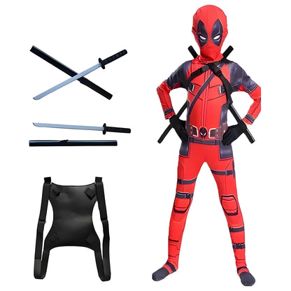 Cosplay Deadpool Costume Kids High Quality Spider-Man Child Halloween Cosplay Costume Deadpool Sword Set Adult Bodysuit Costume