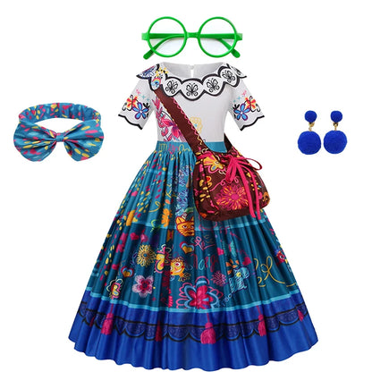 Girls Encanto Costume Charm Princess Dress Suit Kids Cosplay Mirabel Carnival Isabela Birthday Party Christmas Clothing