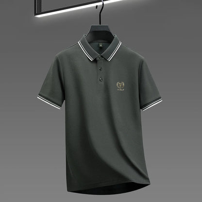 100% pure cotton men's polo shirt high-end brand unique letter printed short sleeve summer new comfortable casual lapel T-shirt