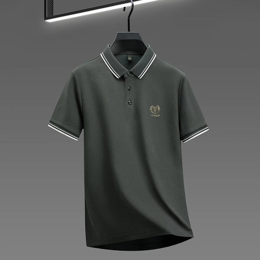 100% pure cotton men's polo shirt high-end brand unique letter printed short sleeve summer new comfortable casual lapel T-shirt