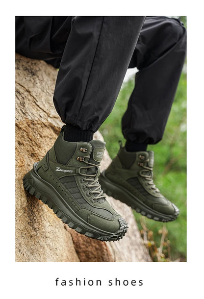2026 New Outdoor Boots Men's High Top Thick Bottom Tactical Shoes Large Size 47 Hiking Sports Workwear Shoes 48 Casual Style