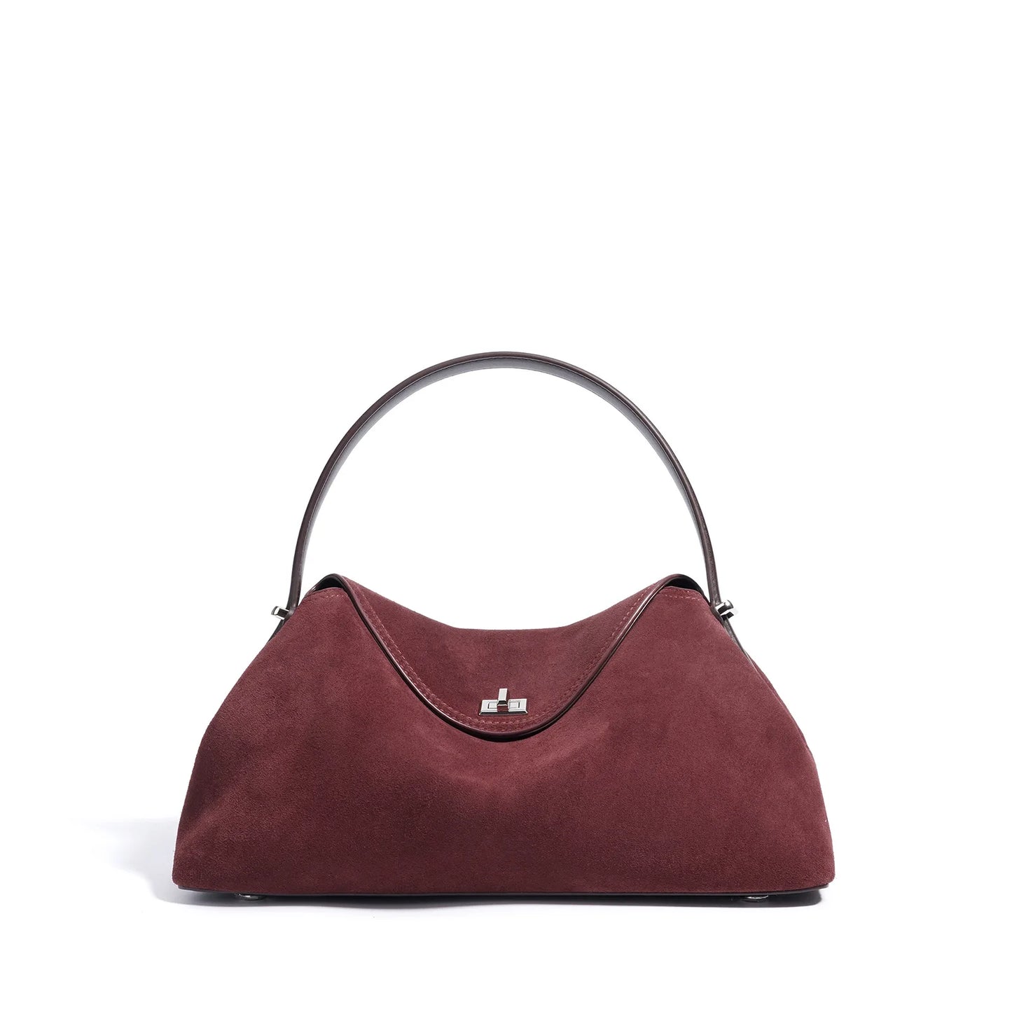 2026 Autumn Winter All-match Bowling Tote All-match Matte Suede Cowhide Leather Women Shoulder Bag Coffee Purple Noble Handbag