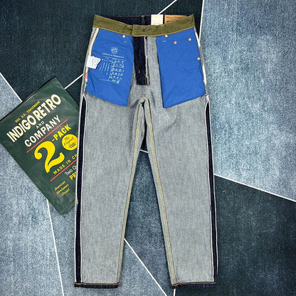 14oz Red Selvedge Denim Jeans for Men Heavyweight Raw Desilted Indigo Cotton Pants Youth Male Fashion Loose Straight Trousers