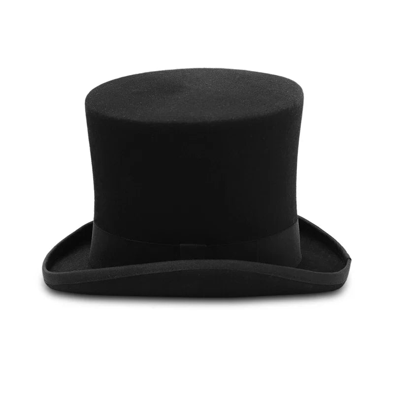 Men Women 100% Wool Felt Top Hat Gentleman Cylinder Hat Satin Lined Party Formal Fedora Costume Magician Cap