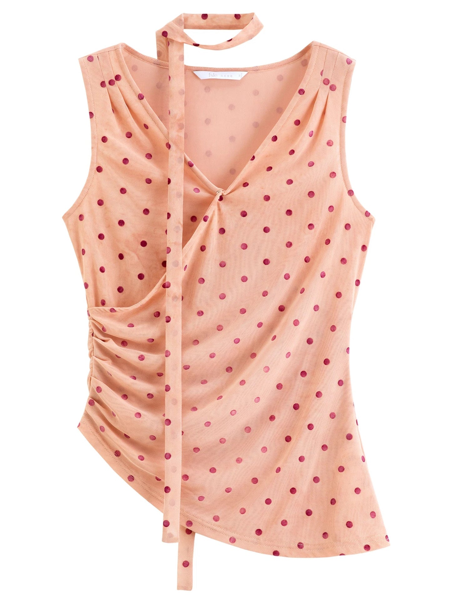 Women's 2026 Summer New Polka Dot V-Neck Waist Tie Camisole Top | Elegant Sleeveless Blouse for Beach Vacation Outfits Tops