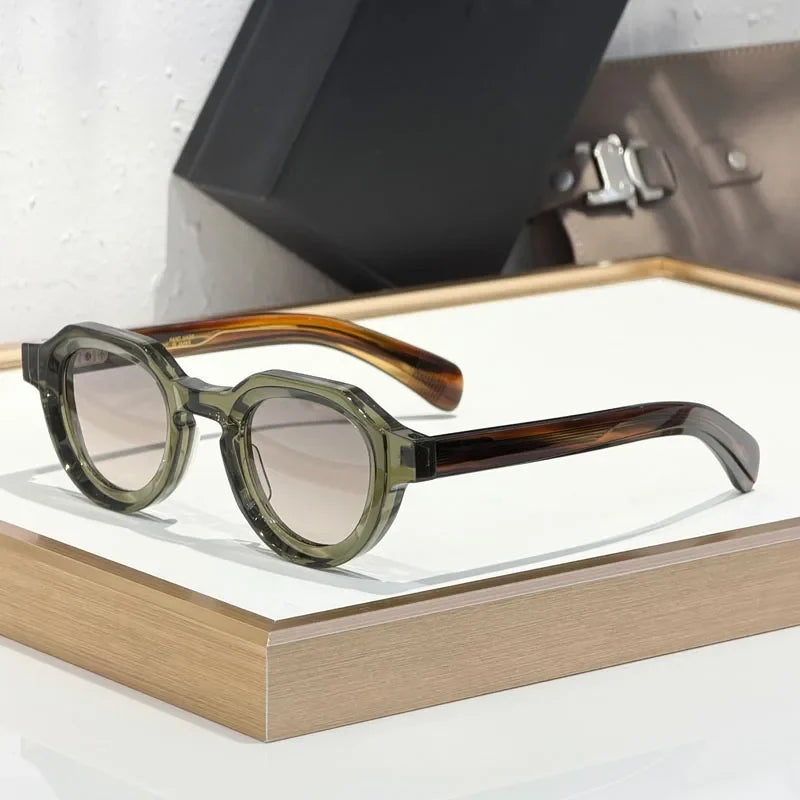 Handmade Designer Sunglasses Square for Men Women Street Fashion High Quality UV400 Classical Retro Eyeglasses with Case