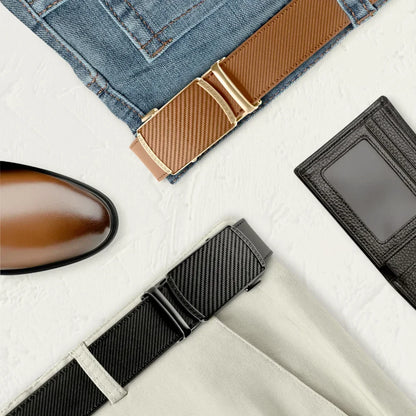 Men Belts High Quality Leather LONG Large Pin Buckle Metal Automatic Buckle High Quality Casual for Jeans Women Strap