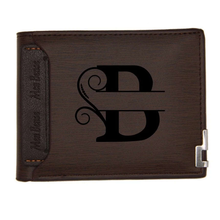 Personalized Wallet for Men Custom Wallets for Men Engraved Letter Name Leather Wallet Bifold Custom Gifts for Dad/Husband