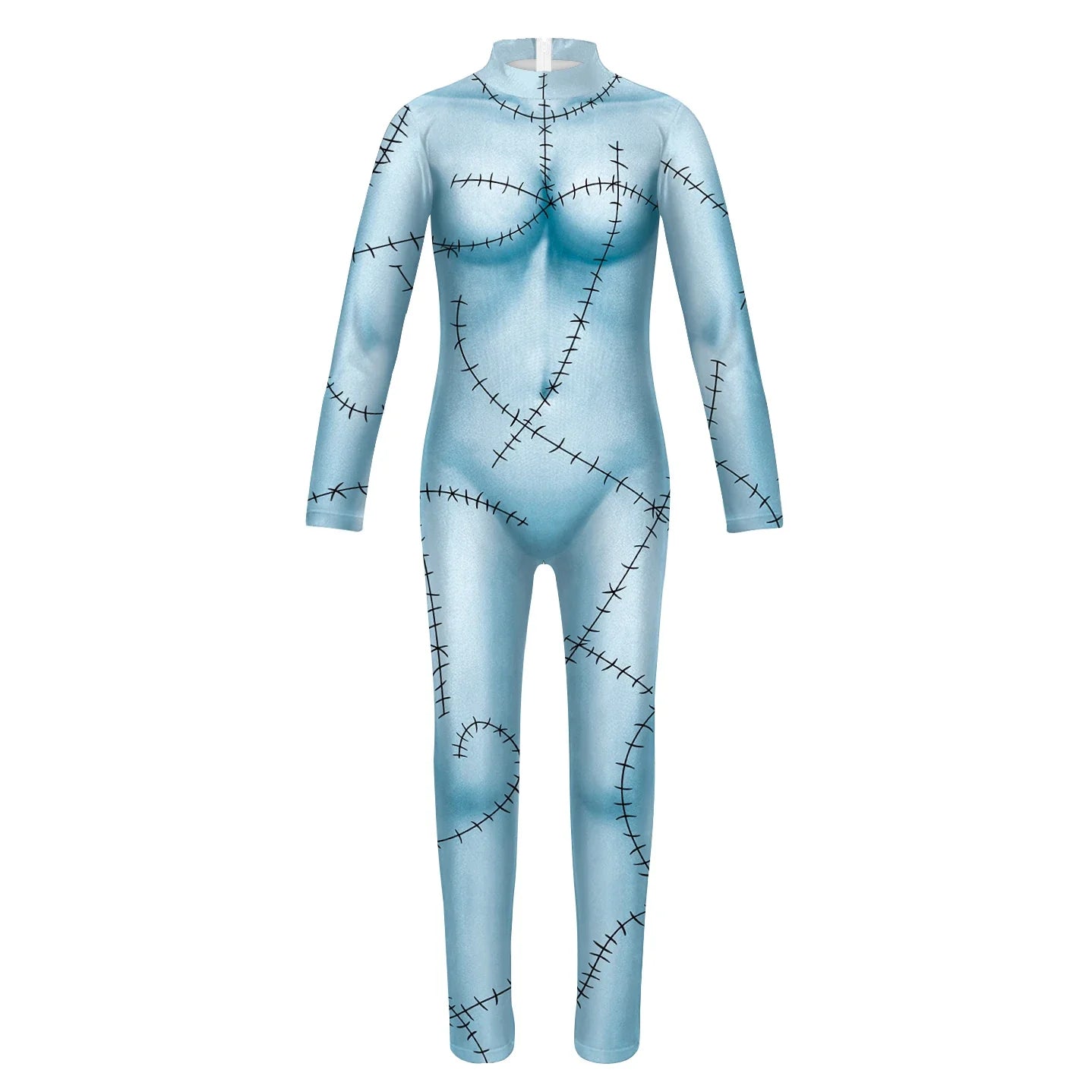 Halloween Nightmare Sally Costume Patchwork Pattern Bodysuit Fancy Disguise Suit Carnival Party Girls Zentai Catsuit
